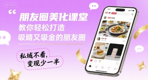 朋友圈美化课堂，教你轻松打造，吸睛又吸金的朋友圈，私域不看，变现少一半-观棋网创