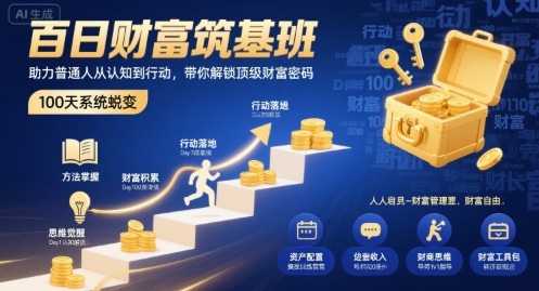 百日财富筑基班，助力普通人从认知到行动，带你解锁顶级财富密码-观棋网创