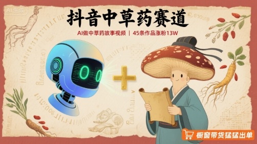 抖音中草药赛道，用AI做中草药故事视频，45条作品涨粉13W，橱窗带货猛猛出单-观棋网创