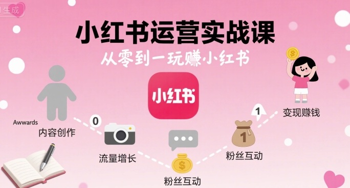 小红书运营实战课，从零到一玩賺小红书-观棋网创