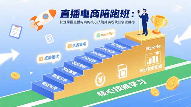 直播电商陪跑班：快速掌握直播电商的核心技能并实现就业/创业目标-观棋网创