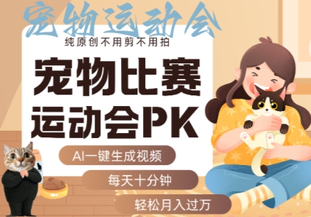 AI一键生成宠物比赛运动会PK视频，纯原创不用剪不用拍，每天十分钟，轻松月入过1W+-观棋网创