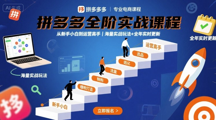 拼多多全阶实战课程，从新手小白到运营高手，海量实战玩法+全年实时更新【2025年9月更新】-观棋网创