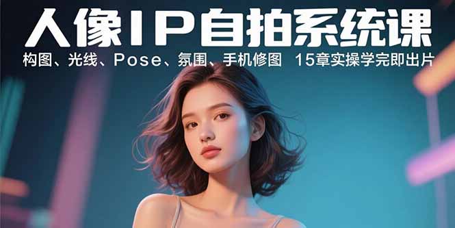 人像IP自拍系统课：构图、光线、Pose、氛围、手机修图 15章实操学完即出片-观棋网创