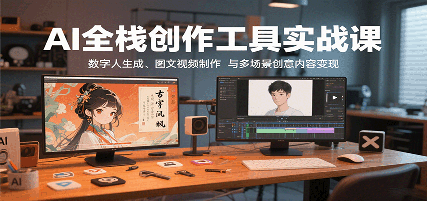 AI全栈创作工具实战课：数字人生成、图文视频制作与多场景创意内容变现-观棋网创