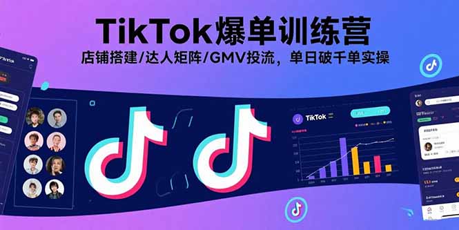 TikTok爆单训练营，店铺搭建/达人矩阵/GMV投流，单日破千单实操-观棋网创