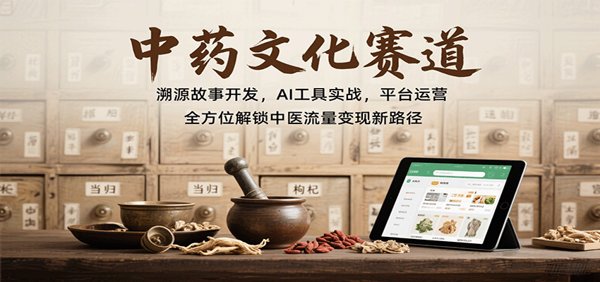 中药文化赛道：溯源故事开发，AI工具实战，平台运营，全方位解锁中医流量变现新路径-观棋网创