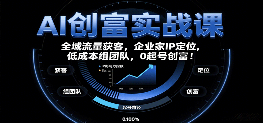 AI创富实战课：企业家IP定位，全域流量获客，低成本组团队，0起号创富！-观棋网创