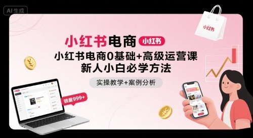 小红书电商0基础+高级运营课，新人小白必学方法，实操教学+案例分析-观棋网创