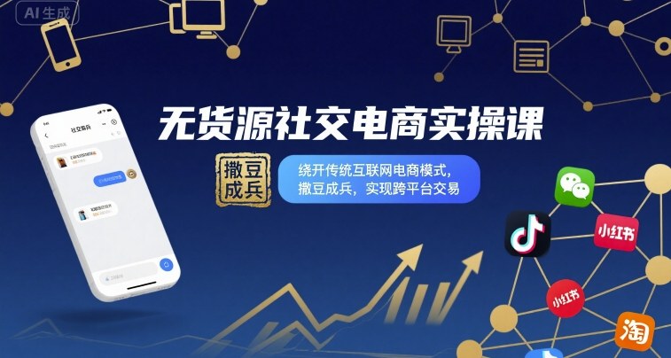 无货源社交电商实操课，绕开传统互联网电商模式，撒豆成兵，实现跨平台交易-观棋网创