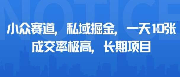小众赛道，私域掘金，一天多张，成交率极高，长期项目-观棋网创