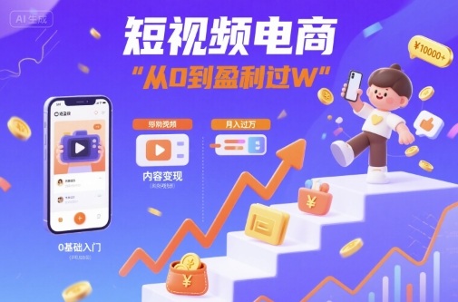 短视频电商：短视频变现从0到盈利过W-观棋网创
