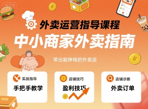 外卖运营指导课程，中小商家外卖指南，手把手带出能挣钱的外卖店-观棋网创