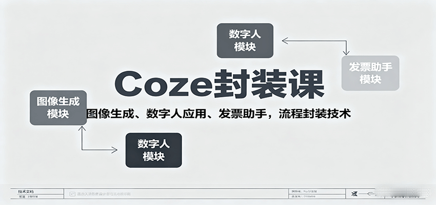 Coze封装课，图像生成、数字人应用、发票助手，流程封装技术-观棋网创