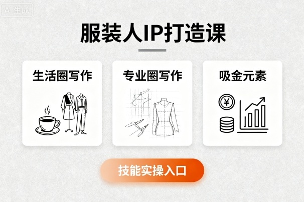 服装人IP打造课，文案创富+生活圈写作+专业圈写作+服装人专属+吸金元素+技能实操-观棋网创