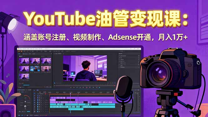 2025YouTube油管变现课：涵盖账号注册、视频制作、Adsense开通，月入1万+-观棋网创