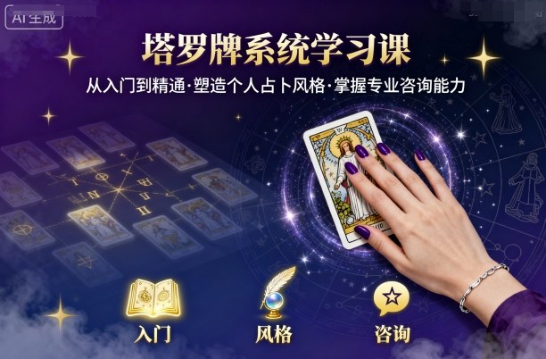 塔罗牌系统学习课，助你从入门到精通，塑造个人占卜风格，掌握专业咨询能力-观棋网创