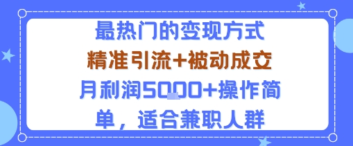 小众赛道玩法：当下最热门的变现方式，精准引流+被动成交月利润5k+操作简单，适合兼职人群-观棋网创