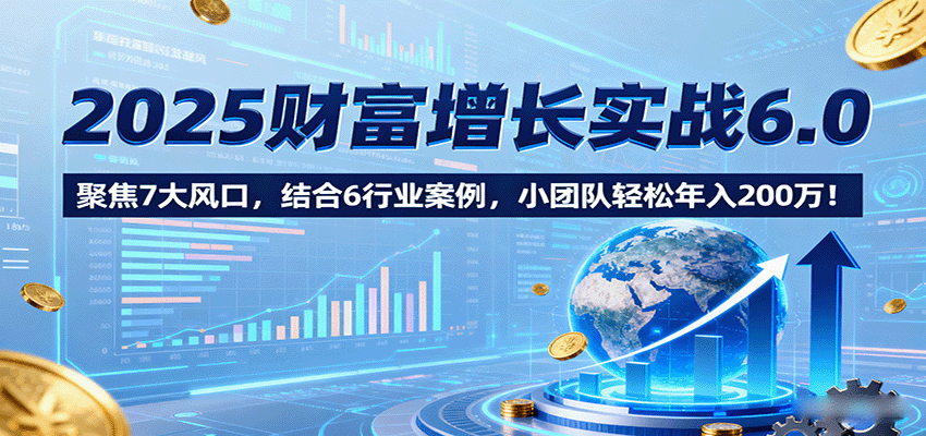 2025财富增长实战6.0，聚焦7大风口，结合6行业案例，小团队轻松年入200万！-观棋网创