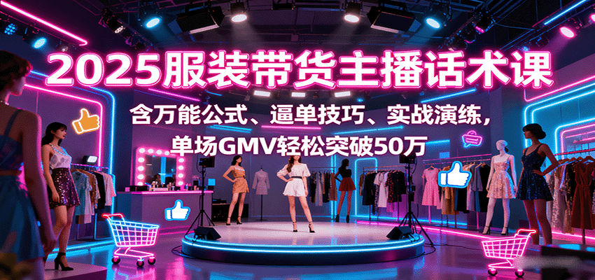 2025服装带货主播话术课，含万能公式、逼单技巧、实战演练，单场GMV轻松突破50万-观棋网创
