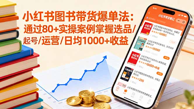 小红书图书带货爆单法：通过80+实操案例掌握选品/起号/运营/日均1000+收益-观棋网创