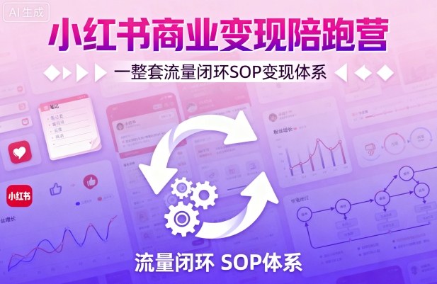 小红书商业变现陪跑营，轻IP矩阵 私域获客 聚光投流，一整套流量闭环SOP变现体系-观棋网创