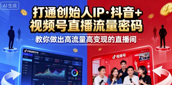 25年直播9-10两期线下课，打通创始人IP，抖音+视频号直播流量密码，教你做出高流量高变现的直播间-观棋网创
