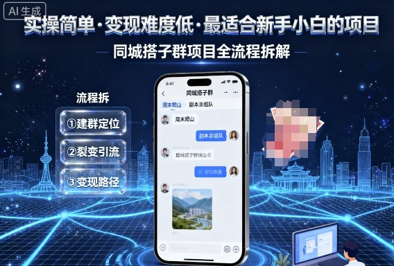 实操简单，变现难度低，最适合新手小白做的项目，每天轻松收入3张，同城搭子群项目全流程拆解-观棋网创