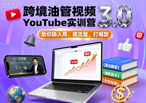 跨境油管视频YouTube实训营3.0，助你稳入局、搞流量、打爆款-观棋网创