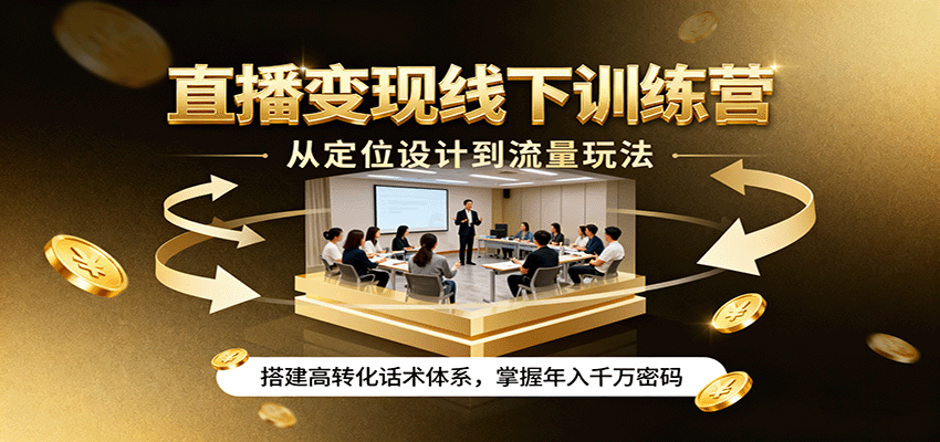 直播变现线下训练营，从定位设计到流量玩法，搭建高转化话术体系，掌握年入千万密码-观棋网创