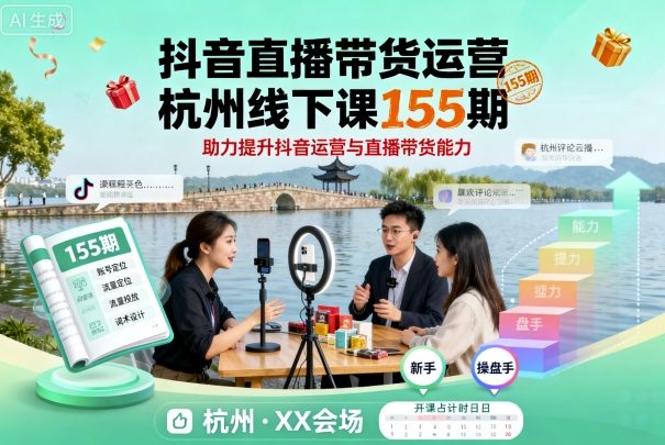 抖音直播带货运营杭州线下课155期，助力提升抖音运营与直播带货能力-观棋网创