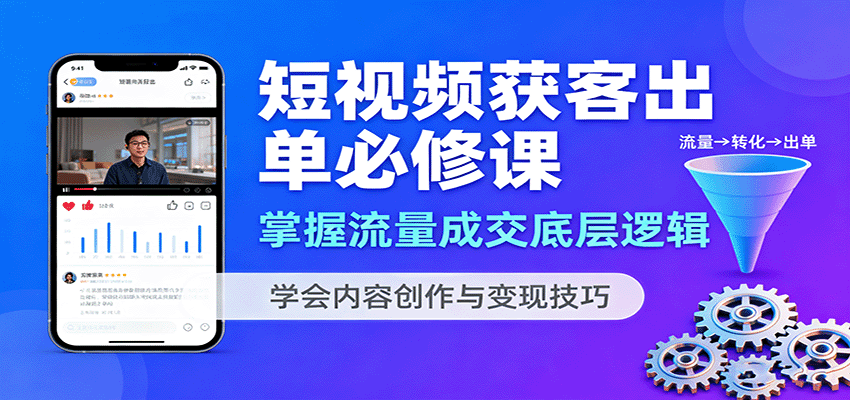 短视频获客出单必修课：掌握流量成交底层逻辑，学会内容创作与变现技巧-观棋网创