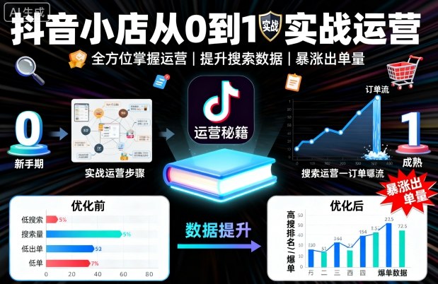抖音小店从0到1实战运营，帮你全方位掌握小店运营，提升搜索数据与出单量-观棋网创
