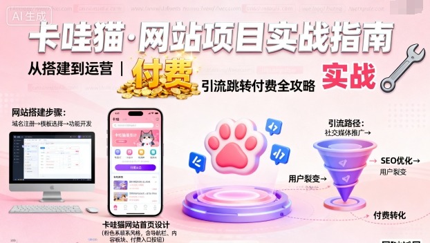 卡哇猫·网站项目，网站搭建与运营以及引流跳转付费-观棋网创