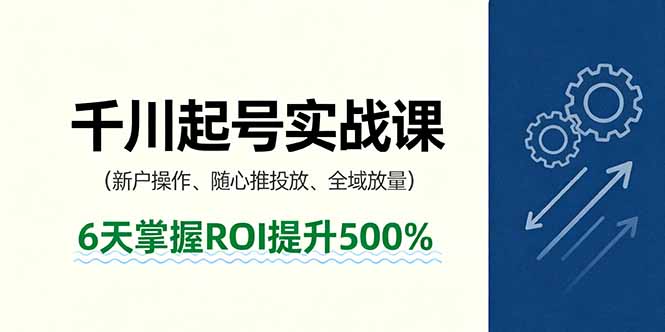 抖音千川起号实战课，新户操作,随心推投放,全域放量，6天掌握ROI提升500%-观棋网创
