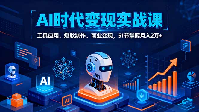 AI时代全场景实战课，工具应用、爆款制作、商业变现，51节掌握月入2万+-观棋网创