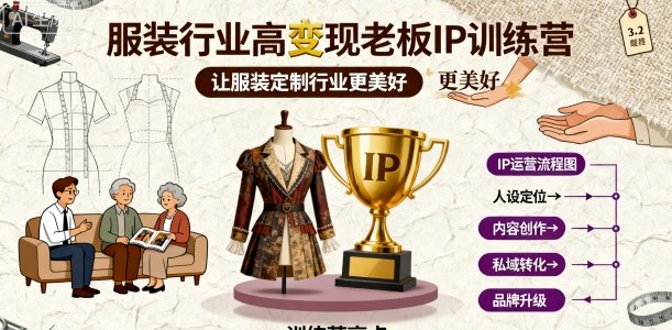 服装行业高变现老板IP训练营，让服装定制行业更美好-观棋网创
