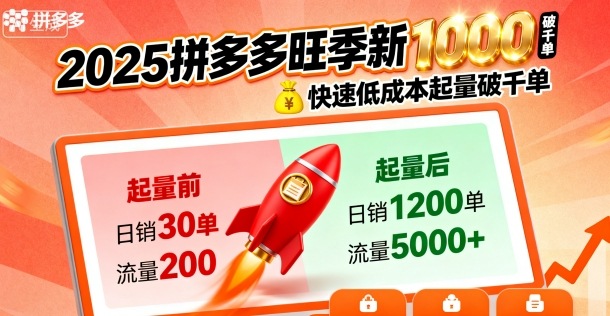2025拼多多旺季新老店铺——快速低成本起量破千单-观棋网创