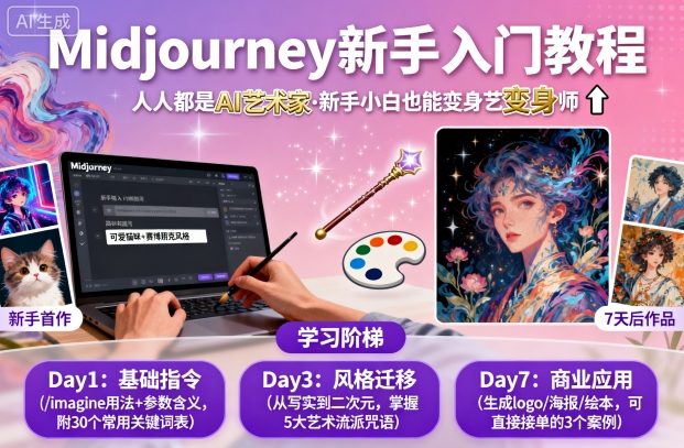 midjourney新手入门教程：人人都是AI艺术家，新手小白也能变身艺术大师-观棋网创