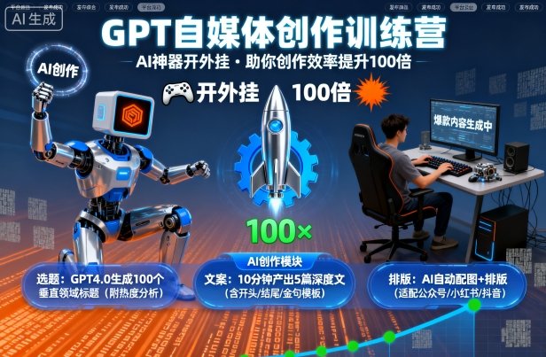 GPT自媒体创作训练营：AI神器开外挂，助你创作效率提升100倍-观棋网创