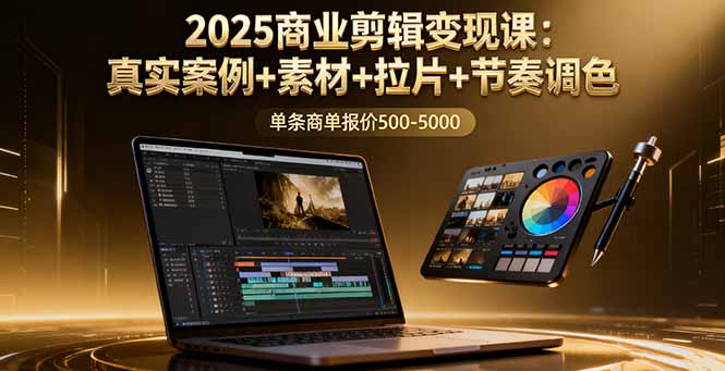 2025商业剪辑变现课：真实案例+素材+拉片+节奏调色，单条商单报价500-5000-观棋网创