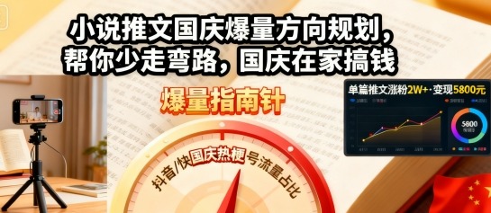 小说推文国庆爆量方向规划，帮你少走弯路，国庆在家搞钱-观棋网创