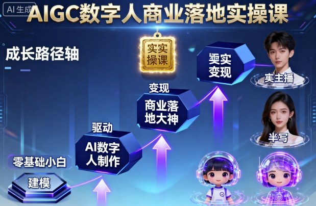 AIGC数字人商业落地实操课，从零基础小白到AI数字人大神-观棋网创
