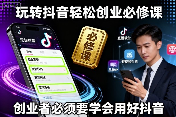玩转抖音轻松创业必修课，创业者必须要学会用好抖音-观棋网创