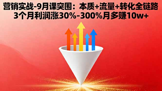营销实战-9月突围课:本质+流量+转化全链路 3个月利润涨30%-300%月多赚10w+-观棋网创