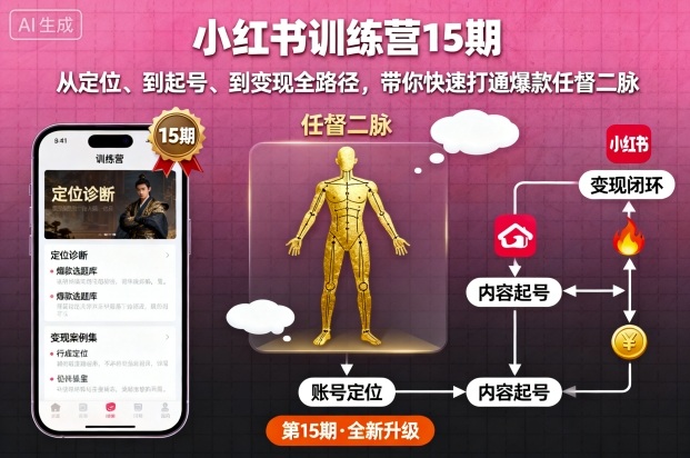 小红书训练营15期，从定位、到起号、到变现全路径，带你快速打通爆款任督二脉-观棋网创