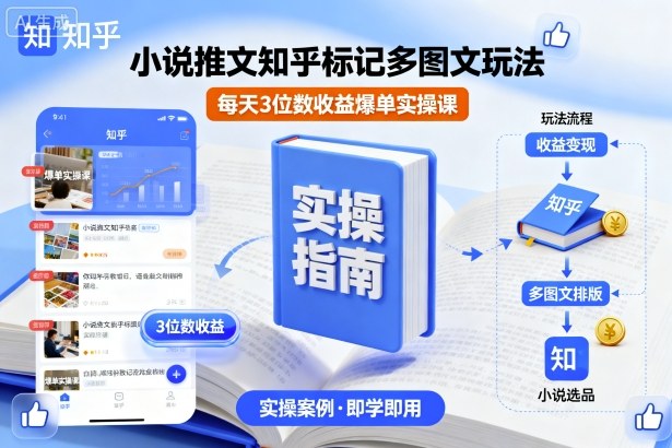 小说推文知乎标记多图文玩法，每天3位数收益爆单实操课-观棋网创