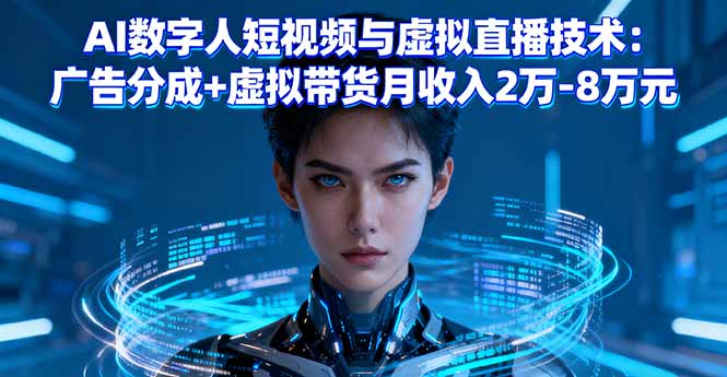 AI数字人短视频与虚拟直播技术：广告分成+虚拟带货月收入2万-8万元-观棋网创