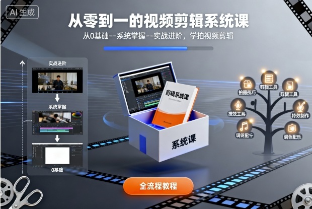 从零到一的视频剪辑系统课，从0基础–系统掌握–实战进阶，学拍视频剪辑-观棋网创