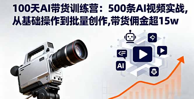 100天AI带货训练营：500条AI视频实战,从基础操作到批量创作,带货佣金超15w-观棋网创